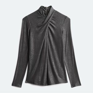 Lauren Ralph Lauren Domingo Draped Knit Top | Color: Black Foil